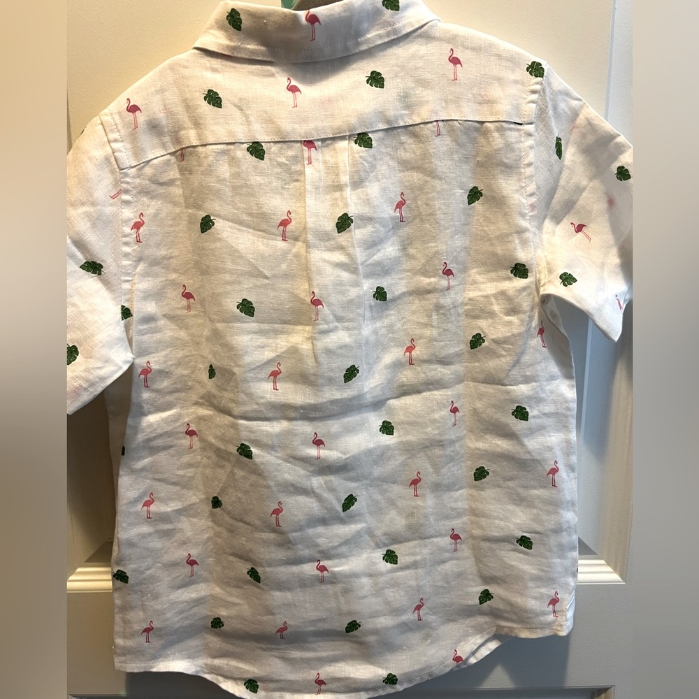 Janie & Jack Flamingo linen shirt - Picture 4 of 4